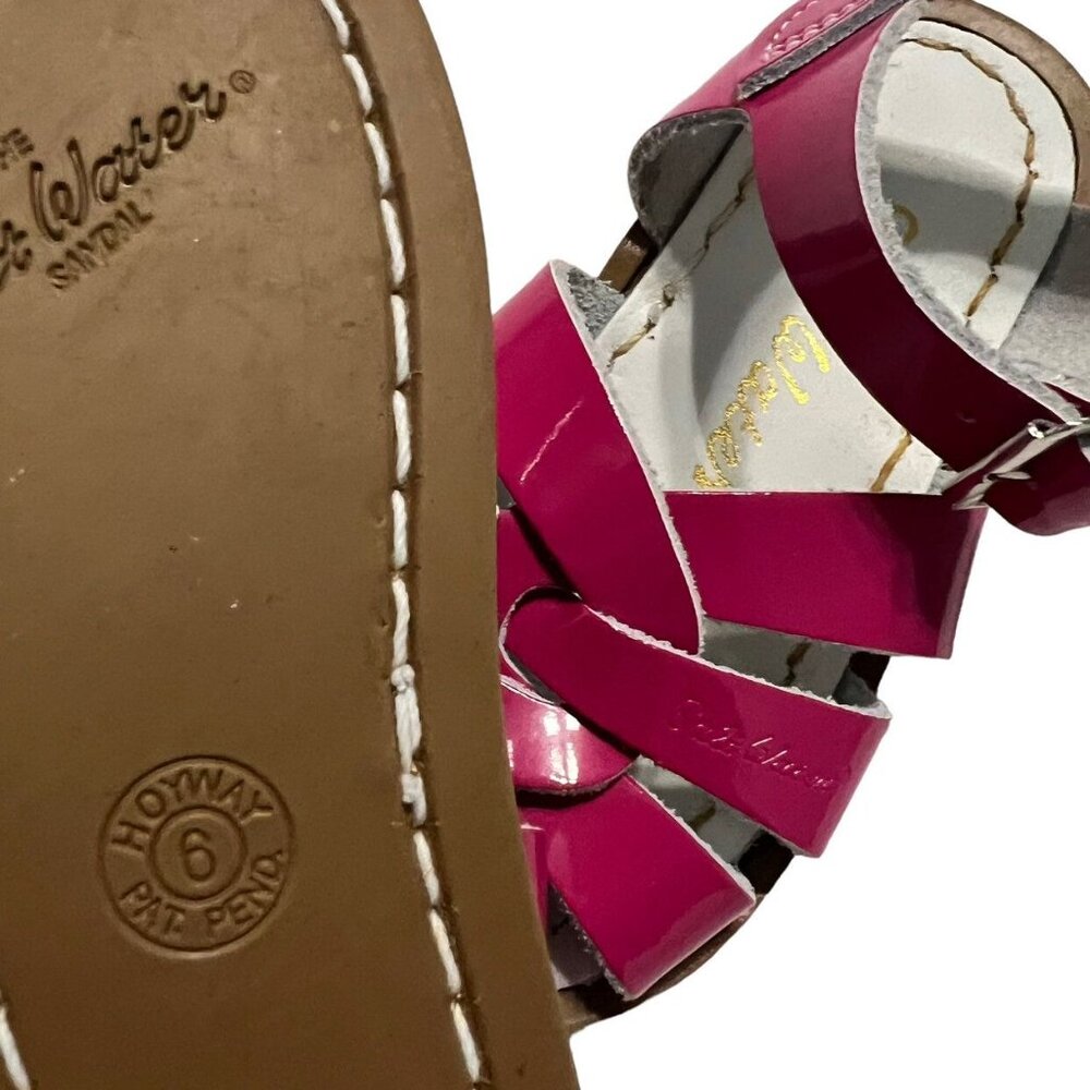 Salt Water Sz 6 Fuchsia Pink Patent Leather Sandals - Picture 7 of 8